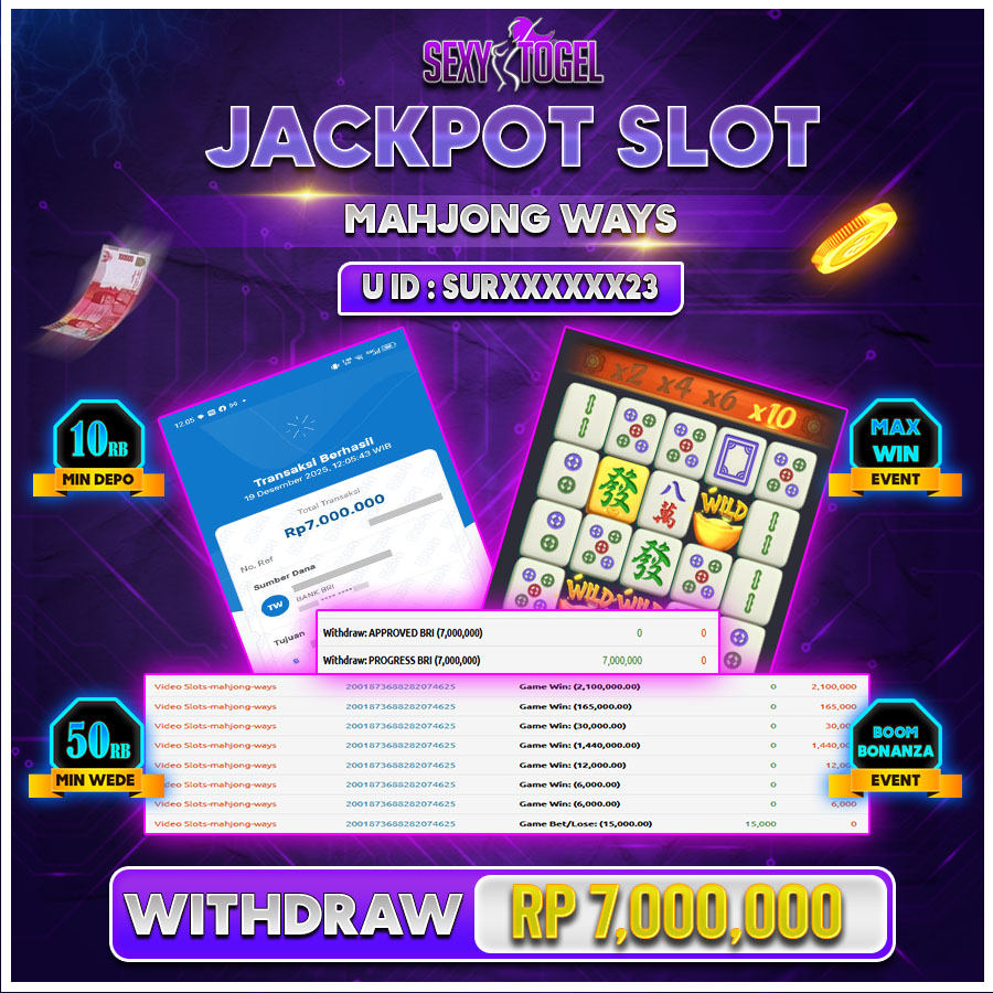 SEXYTOGEL JACKPOT SLOT MAHJONG WAYS.Rp.7.000.000.,-LUNAS